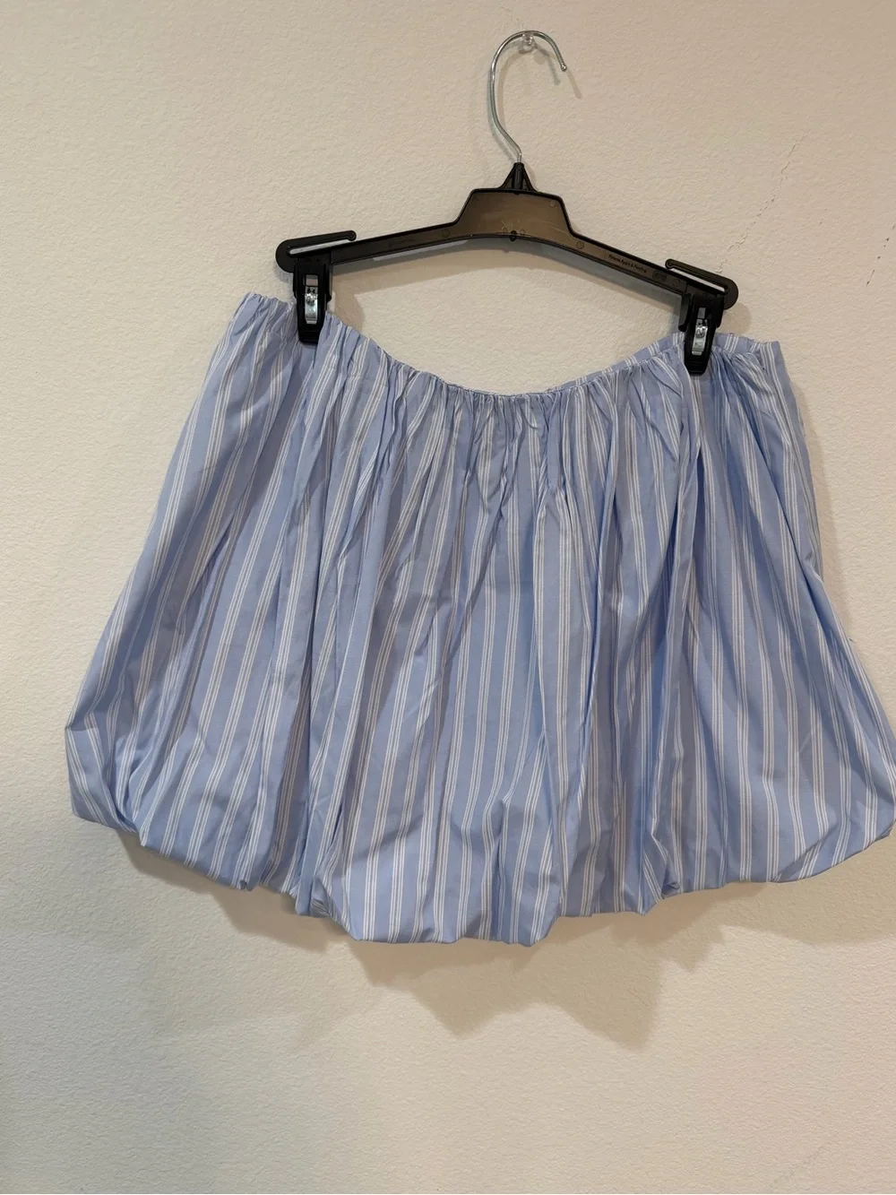 NWT GB Blue Stripe Bubble Mini Skirt Cotton Poplin Size L